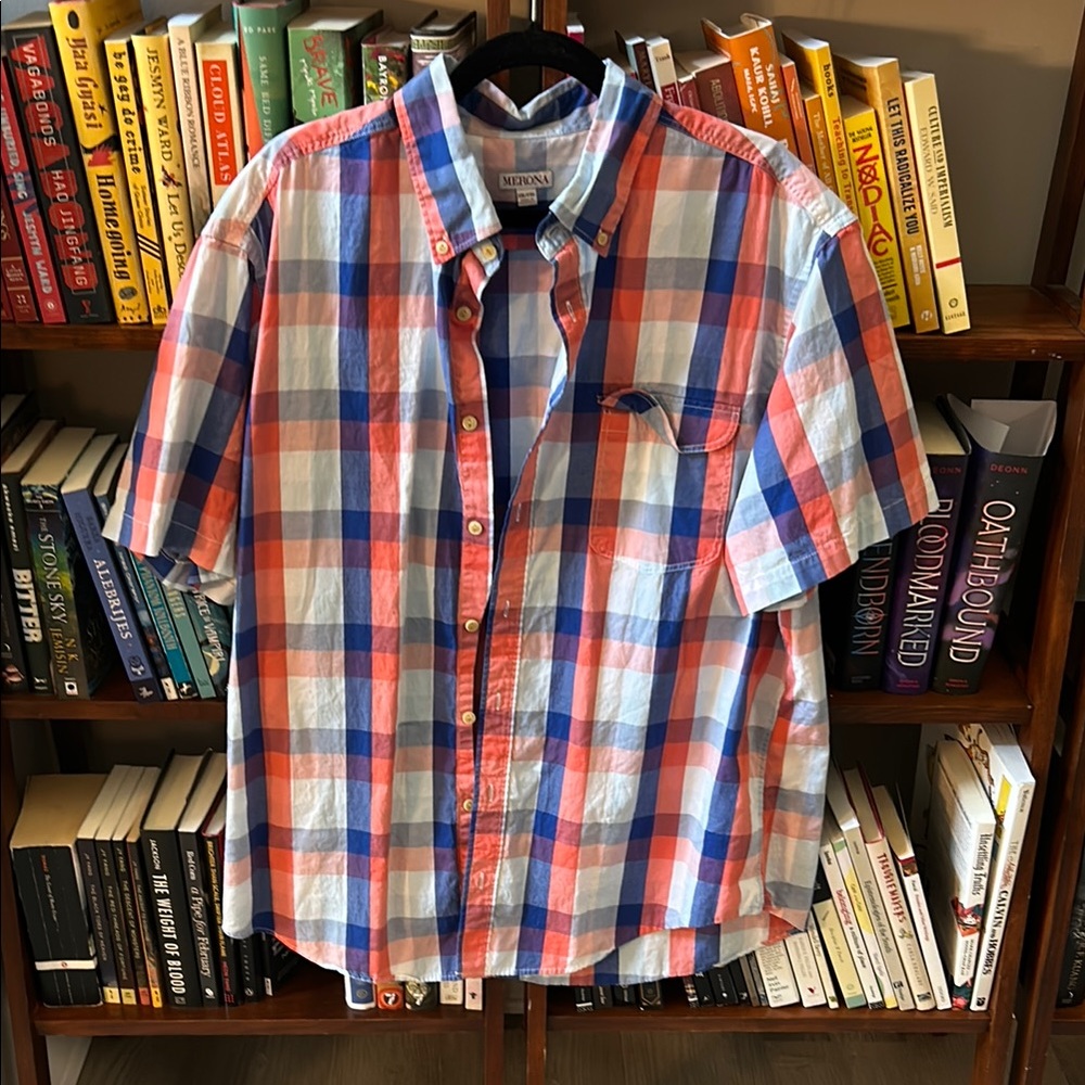 Merona Men's Multicolor Plaid Short Sleeve Shirt